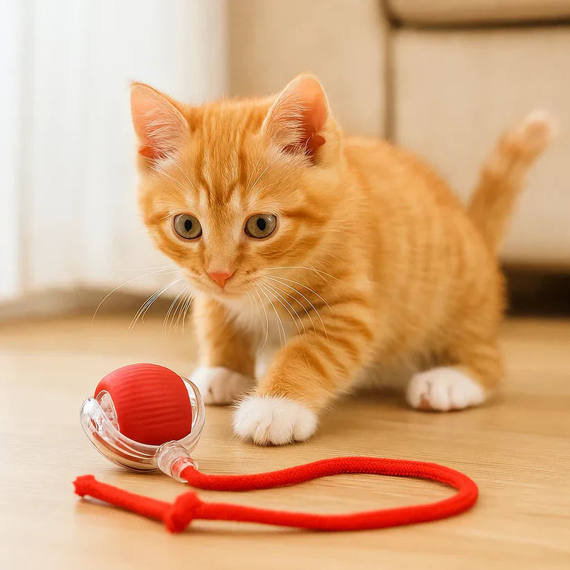 Kassi mänguasi – hüppav pall nööriga