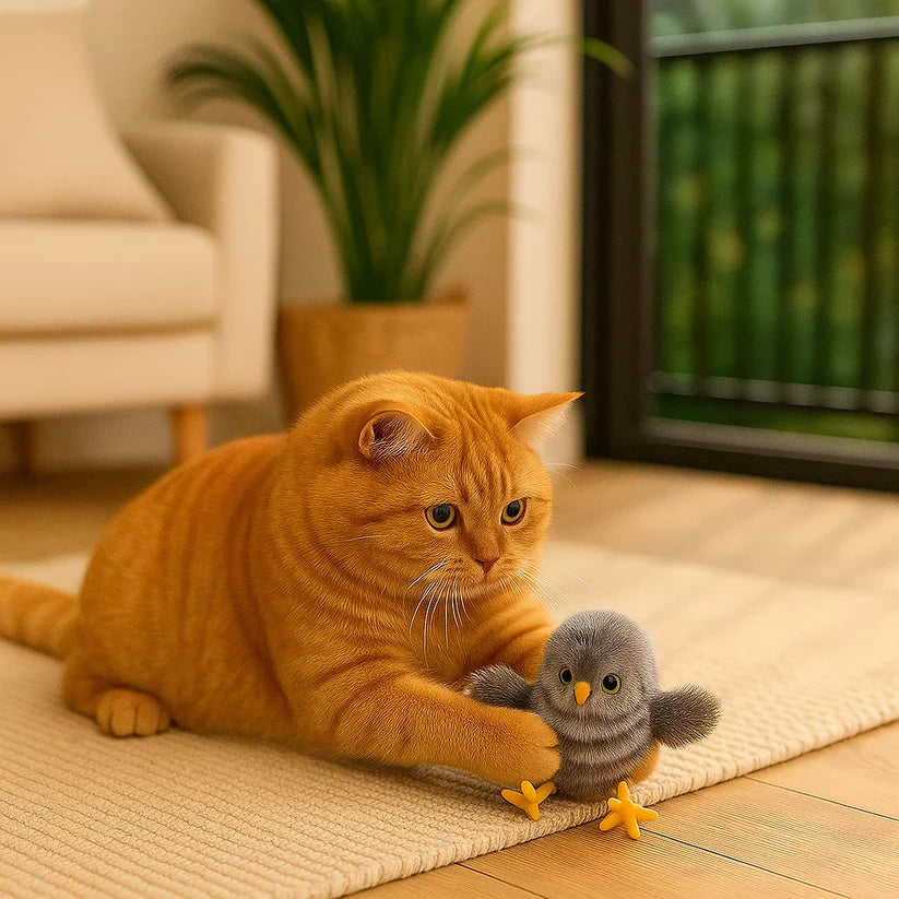 Lendleva ja vidisev linnumänguasi kassidele